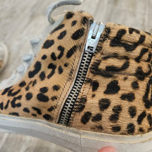 Golden Goose Slide High Top Sneakers Womens Size 37 US 6.5 Leopard Calf Hair - Picture 12 of 16